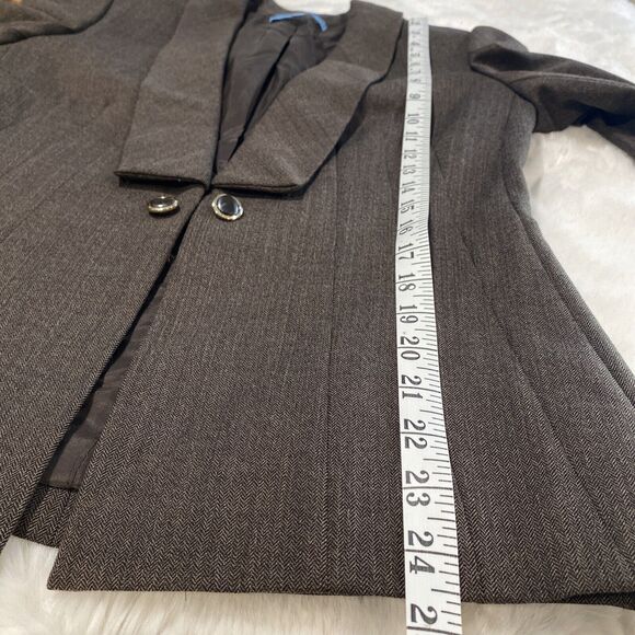 Antoni Melani Women's Brown Wool Herringbone Jeweled Button Blazer Sz 4 - Picture 7 of 9